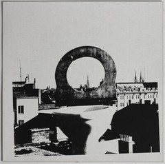 Oversized 1970s Vienna city from rooftop, experimental, by Karl Knezu