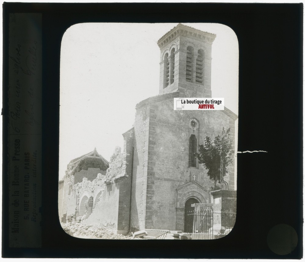 Church Of Venelles, Earthquake, Old Photo Glass Plate, Positive 8.5X10 Cm