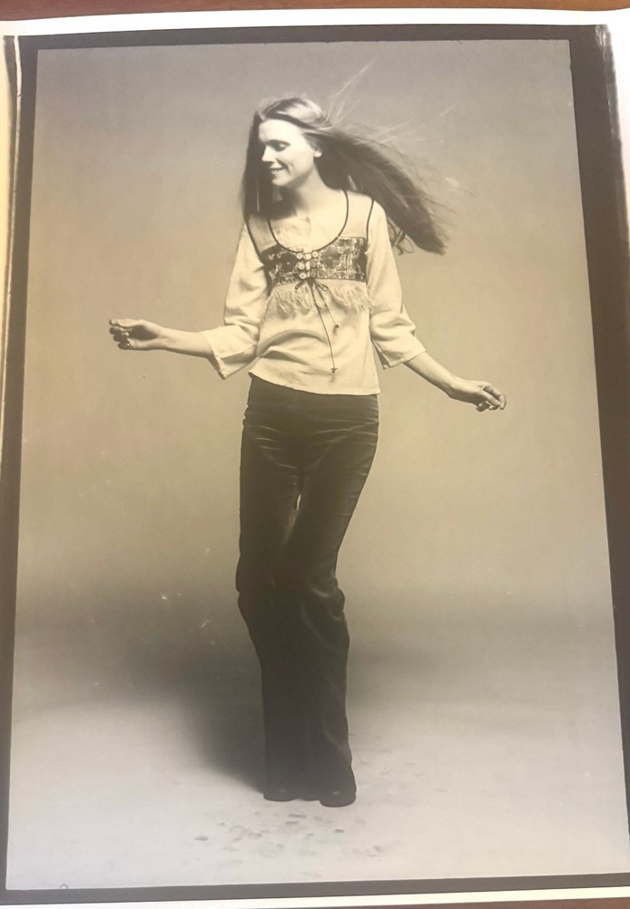 Vintage Silver Gelatin Print Of 70s Boho Model 14 x 11