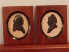 Pair americana Silhouettes walnut Frames george & martha Washington president