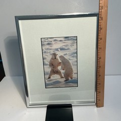 Vintage Photo Jim Stamates Polar Bear Sparring Framed Matted 10.25”x 8 3/8”
