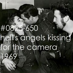 VINTAGE MALE PORTRAIT #0825-650 -bikers kissing 1969- free shipping in usa
