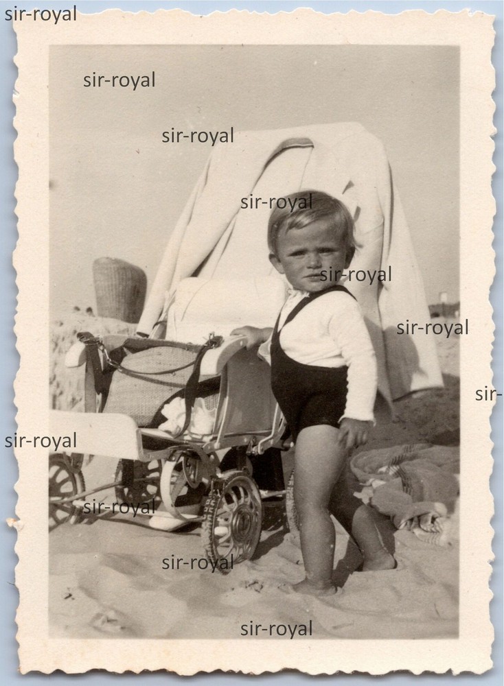 Norderney 1936 – Blonde Boy with Pram – 1930s – Photo 6x8cm