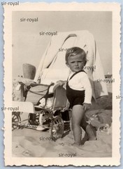 Norderney 1936 – Blonde Boy with Pram – 1930s – Photo 6x8cm