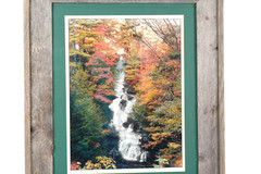 Vintage Waterfall Photo With Rustic Wooden Frame Green Matting By Bill Bates