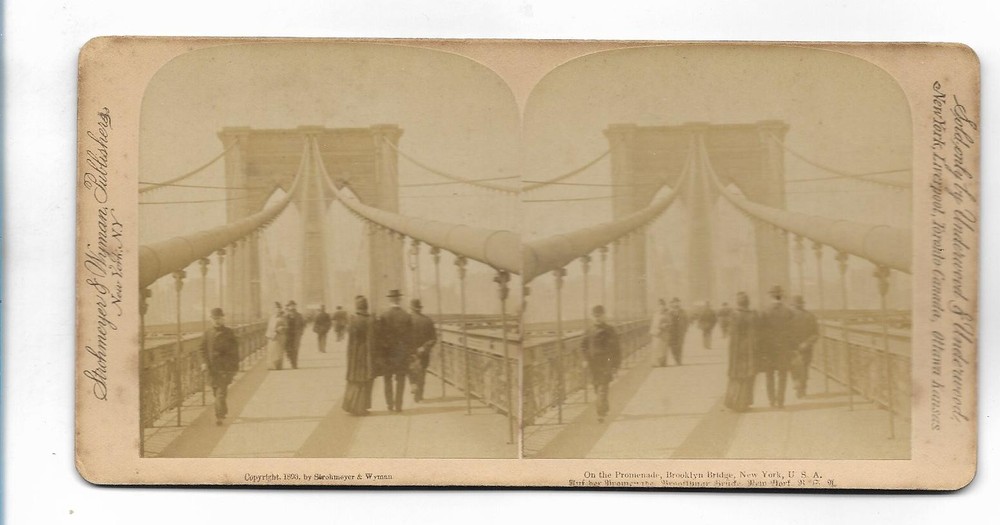 S5018/ Stereo Photo New York Brooklyn Bridge Photo Stockmeyer & Wyman 1893