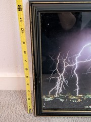 Framed Lightning Cityscape Wall Art – Black Frame