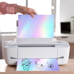 Sherr 120 Pcs Holographic Stickers Paper 8.5×11 Inch Printable Vinyl Glossy S…