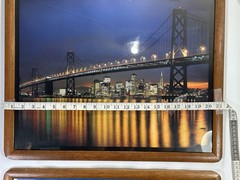 Vintage Art San Francisco Golden Gate & Oakland Bay Bridge 21.5×17.5 John Wagner