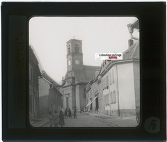 Masevaux, Church, Photo Glass Plate, Black & White, Positive 8.5×10 Cm