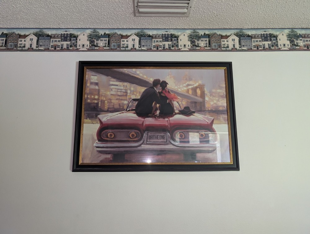 27in By 39in Picture Of Couple On Cadillac