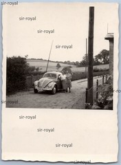 Women Next to VW Beetle Car Vehicle – 1940s 1950s Volkswagen – Photo 6x9cm