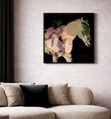 FLORAL HORSE art photo, unframed. Made to order. Different sizes available.