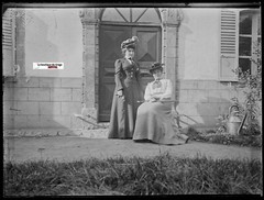 Ladies In Dress, Vintage Glass Photo Plate, Black & White Negative 9X12 Cm
