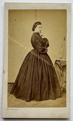 orig. CDV photo photograph woman lady picture old fashion around 1860 Brandseph Stuttgart