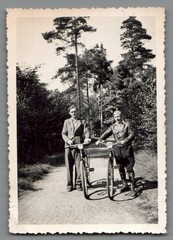 Photo Two Men with Bicycles Forest Trail Leisure Circa 1930s (K1118)