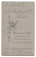 Photograph A. Jandorf & Co., Berlin-N, Brunnen-Strasse 19-21, portrait young Da