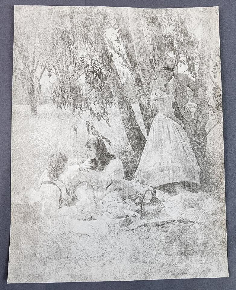 Hendrickson Original Photo B&W CIVIL WAR SOLDIERS HAVING A MOMENT w WIVES 10×13″