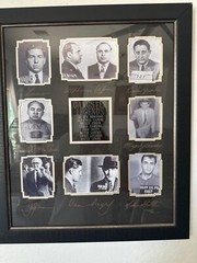 Gangster legends, pictures, with signatures of Joseph Bonanno, Alfonso Capone, M