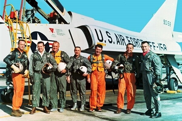 New NASA Photo: Original Mercury 7 Astronauts with F-106B Jet Aircraft – 6 Sizes