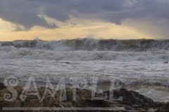 Storm at sea huge wave hit the rocky shore nature Marine Art Picture Photo Print