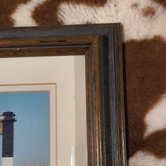 V. Stone Signed Color Lighthouse Beach Photo, Portrait, Matted & Framed