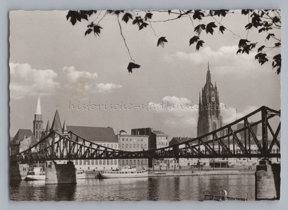Frankfurt am Main – Iron Bridge and Cathedral – Old Photo 1950s 1960s
