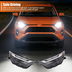LED, Halogen Headlight Assembly Left+Right Side for 2022-2024 Toyota RAV4 LE/XLE