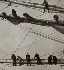 Sailboat «Tovarishch» in Odesa Seaport Photo, Black and White Vintage Photo
