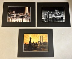 Lot Of 3 Matted Photo Prints Of NYC New York City Skyline 9/11 Twin Towers 8×10