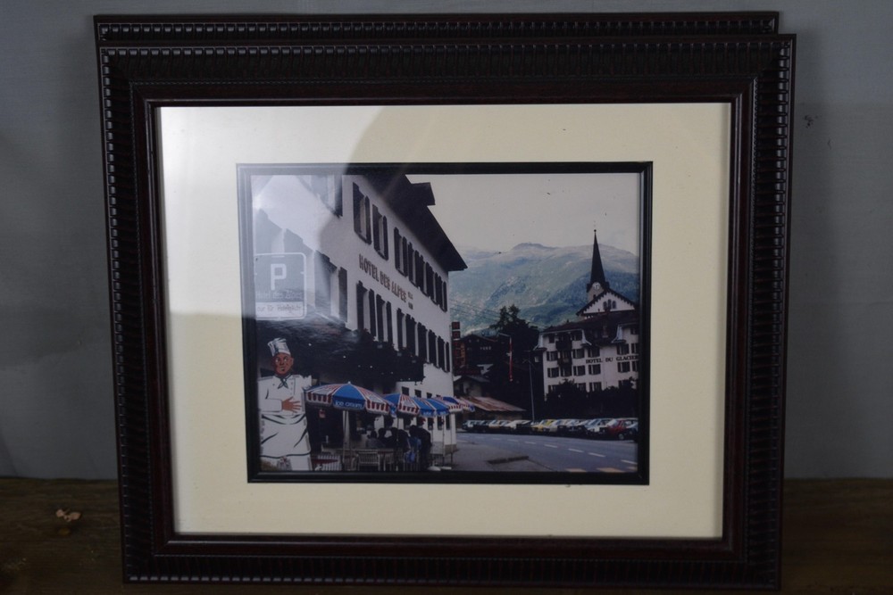 Alpine Village Hotel des Alpes Framed Color Photo Print Matted Street Scene