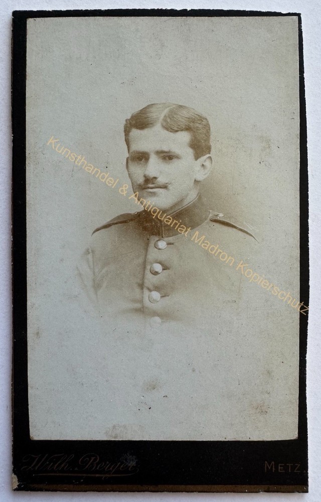 orig. CDV photo photograph man gentleman picture old fashion around 1890 Metz Berger soldier