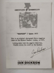 FREDDIE MERCURY QUEEN 1974 Photo w/Certificate of Authenticity