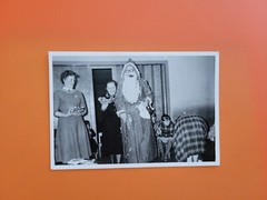 Photo old Santa Claus art girl women women Christmas Christmas old photo