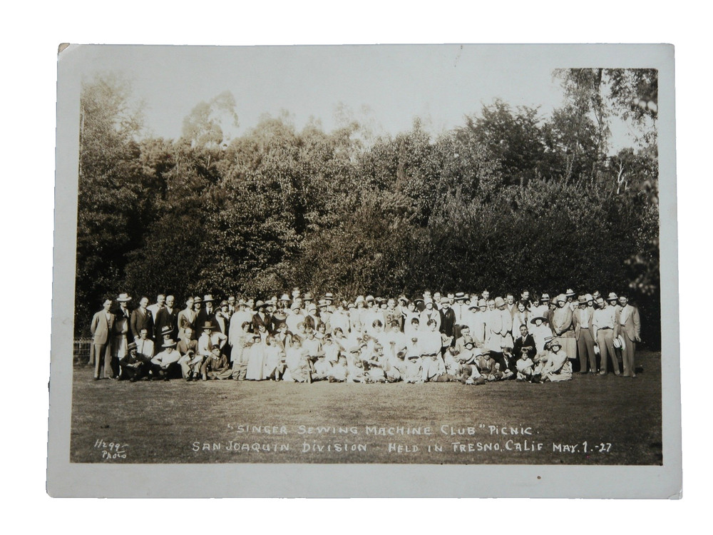 Vtg 1920s Singer Sewing Machine Club Photograph Sew B&W San Joaquin Fresno CA