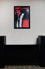 Fine art photography large print. Black and red Rorschach inspired. 20×30 framed