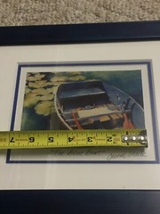 Jeanne J.M. Steele Photo Art “The Blue Boat” Signed Matted Framed 12” x 13”