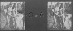 Org Antique B/W Nude Real Photo- Double Stereoscope- 2 Women- Hold Hand Outdoors