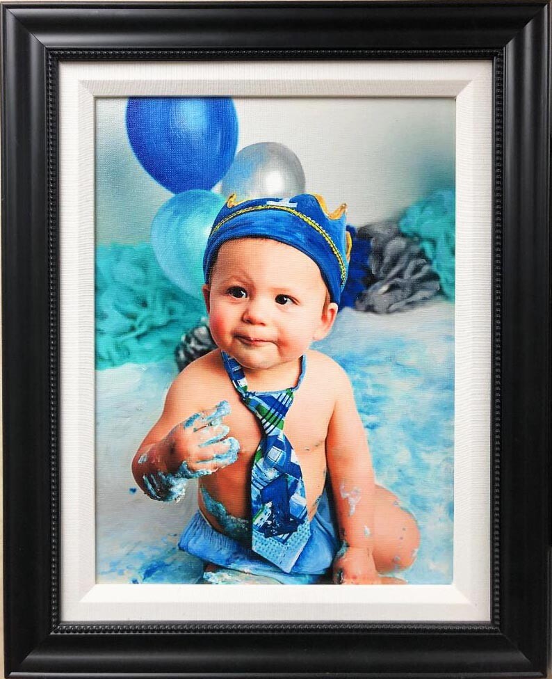 «Family Heirloom» – Hand Painted Photograph NEWLY CUSTOM FRAMED Giclee on Canvas