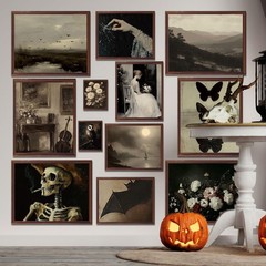 JarThenaAMCS 12 Pcs Halloween Dark Wall Art Prints Dark Academia Decor Gothic…