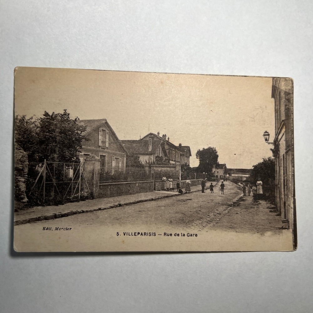 VTG 1920s Antique RPPC Real Photo Postcard Villeparisis Rue De La Gare France