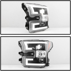 – for 2015-2017 Ford F150 Pickup [Built-In LED Low Beam] LED Tube Black Projecto