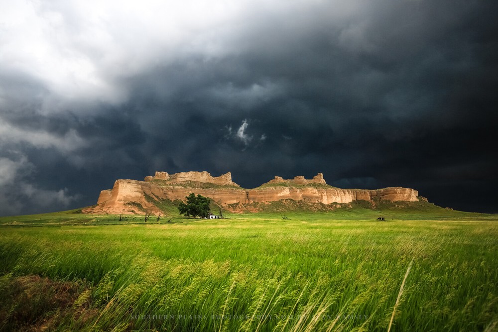 Western Landscape Photography Print – Picture of Bluff on Stormy Day in Nebraska