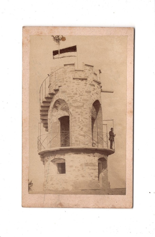 Joh. Schneider CDV Photo Man on a Tower – Mayrhofberg Mayrhoferberg around 1870