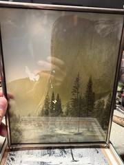 Antique Glass Photograph Yosemite CA. El Capitan Custom Nickel Frame