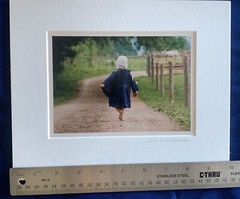 Bill Coleman Amish Photograph – girl walking down lane – Signed & Matted