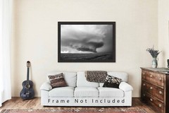 Storm Photography Print – Supercell Thunderstorm in Kansas Black and White