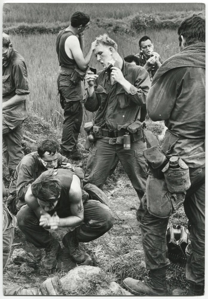 VIETNAM WAR: Shaving, Quiet in Paddy Fields, 1965 by John Philby