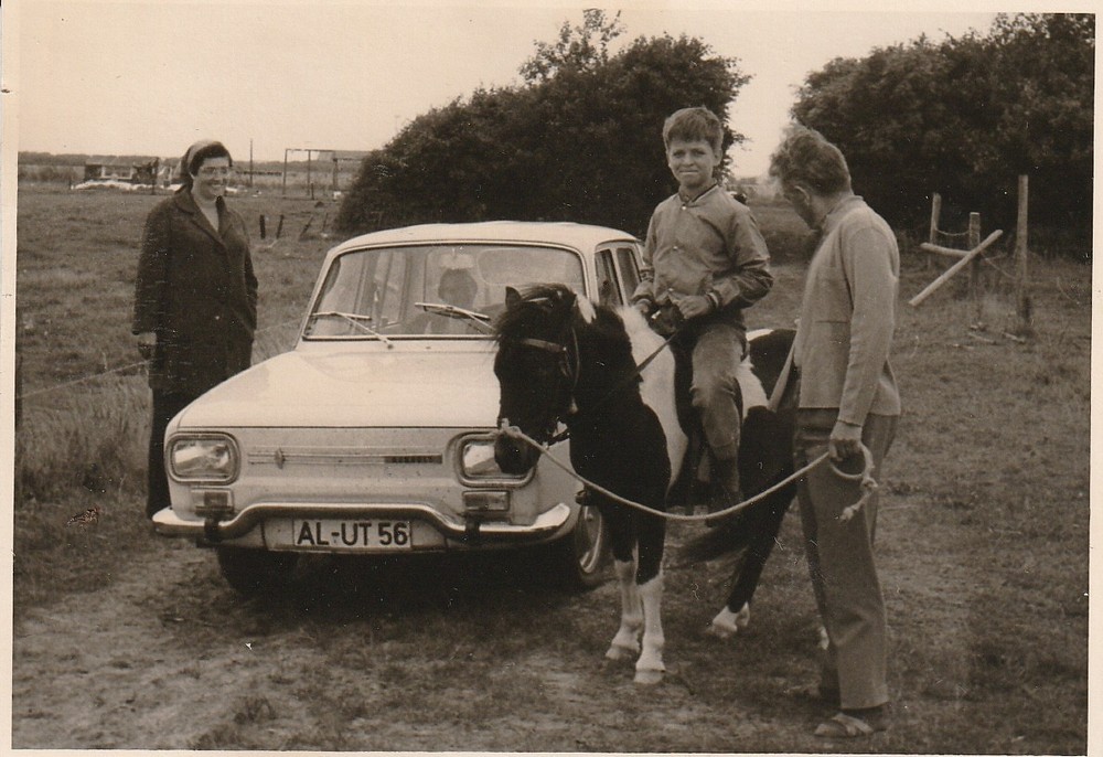 Vintage Photo Family with Renault 10 Car Classic Car