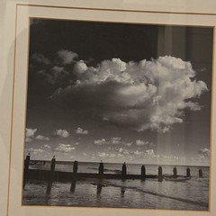 Framed Black & White Landscape Photograph of Seaside and Clouds, Made in USA